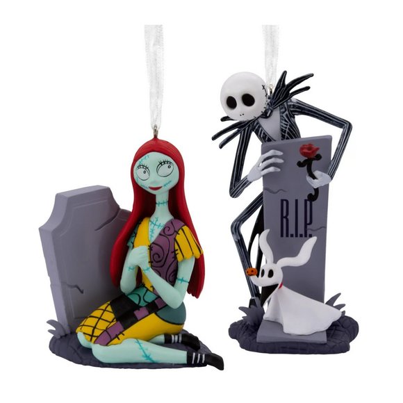 Hallmark The Nightmare Before Christmas Jack and Sally Tombstones Ornaments - Picture 1 of 8